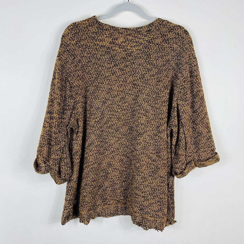 Umgee Size Large Frayed Hem Pullover Sweater Yellow Cotton Blend - Picture 2 of 5